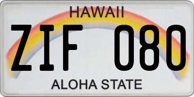HI license plate ZIF080