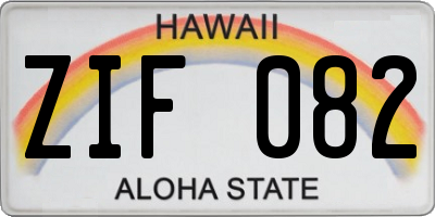 HI license plate ZIF082