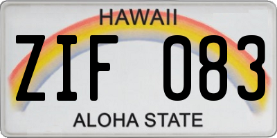 HI license plate ZIF083