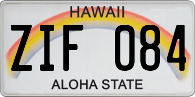 HI license plate ZIF084