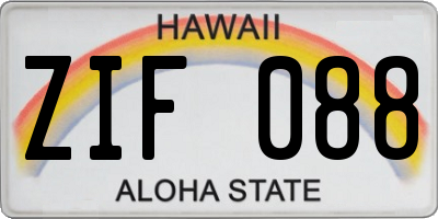 HI license plate ZIF088