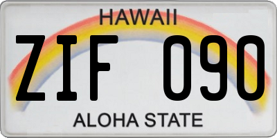 HI license plate ZIF090