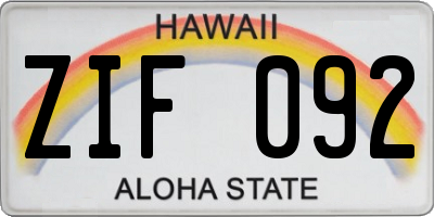 HI license plate ZIF092