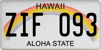 HI license plate ZIF093