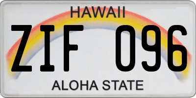 HI license plate ZIF096
