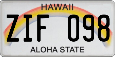 HI license plate ZIF098