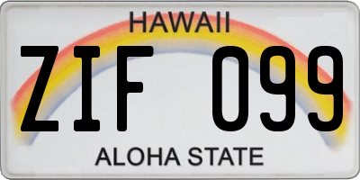 HI license plate ZIF099
