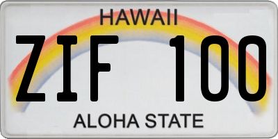 HI license plate ZIF100