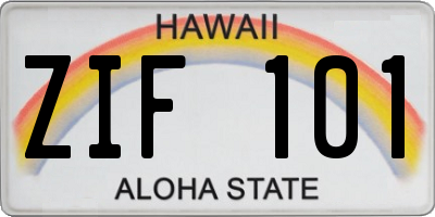 HI license plate ZIF101