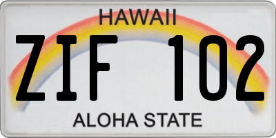 HI license plate ZIF102