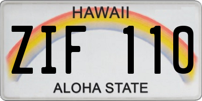 HI license plate ZIF110