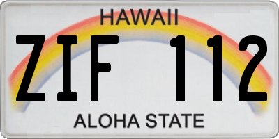 HI license plate ZIF112
