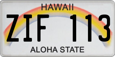 HI license plate ZIF113