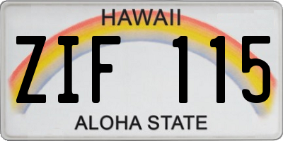 HI license plate ZIF115