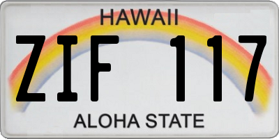 HI license plate ZIF117