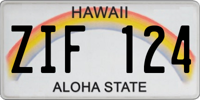 HI license plate ZIF124