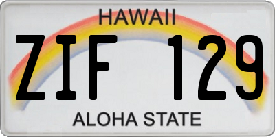 HI license plate ZIF129
