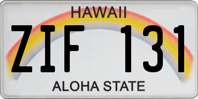 HI license plate ZIF131