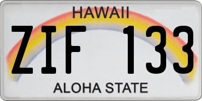 HI license plate ZIF133