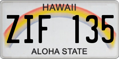 HI license plate ZIF135
