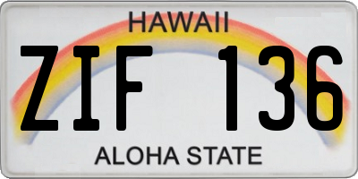 HI license plate ZIF136