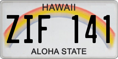 HI license plate ZIF141