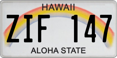 HI license plate ZIF147