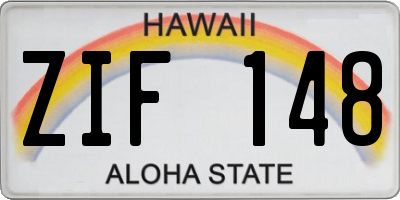 HI license plate ZIF148