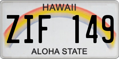 HI license plate ZIF149