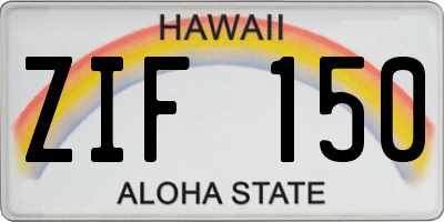 HI license plate ZIF150
