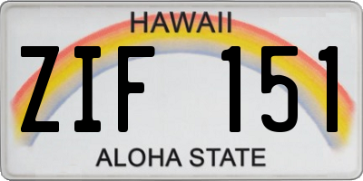 HI license plate ZIF151
