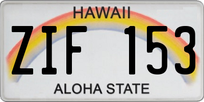 HI license plate ZIF153