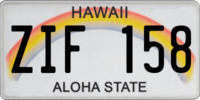 HI license plate ZIF158