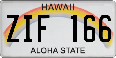 HI license plate ZIF166