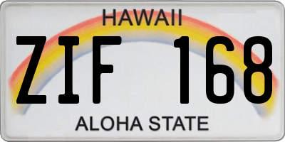 HI license plate ZIF168