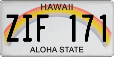 HI license plate ZIF171