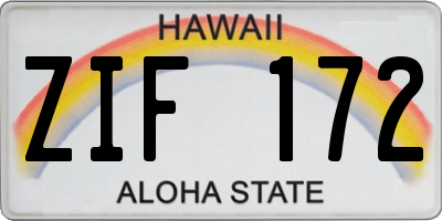 HI license plate ZIF172