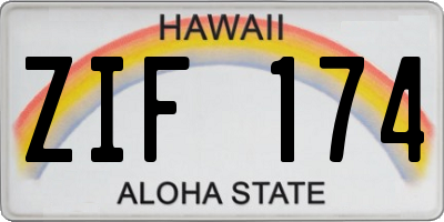 HI license plate ZIF174