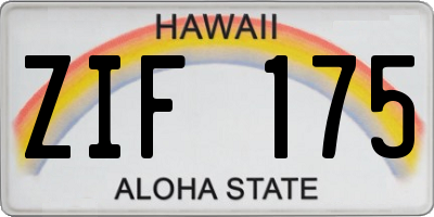 HI license plate ZIF175