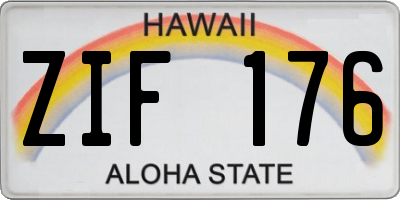HI license plate ZIF176