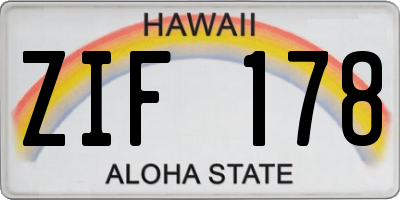 HI license plate ZIF178