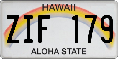 HI license plate ZIF179