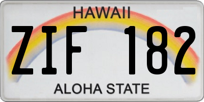 HI license plate ZIF182