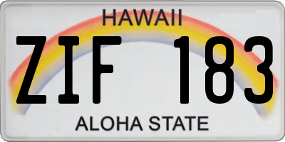 HI license plate ZIF183