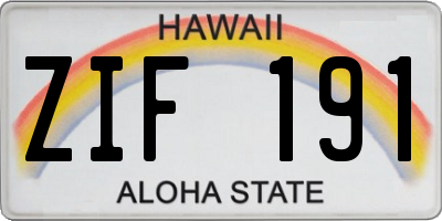 HI license plate ZIF191