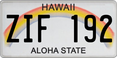 HI license plate ZIF192