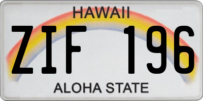 HI license plate ZIF196