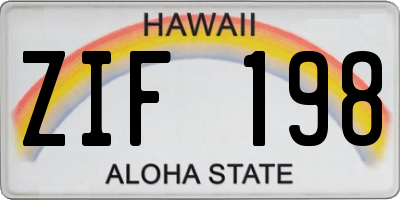 HI license plate ZIF198