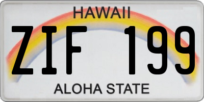 HI license plate ZIF199