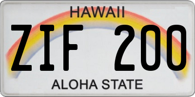 HI license plate ZIF200
